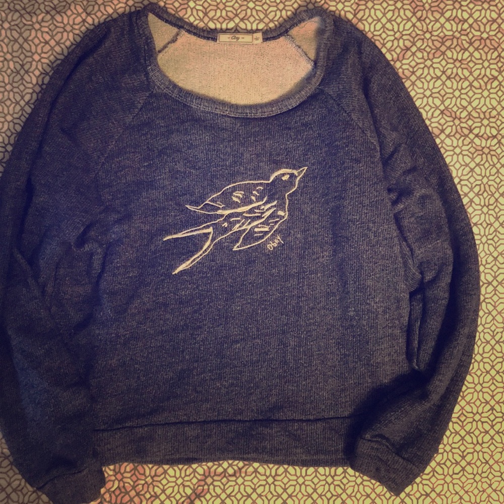 Obey Navy Blue Bird Graphic Women's Sweater